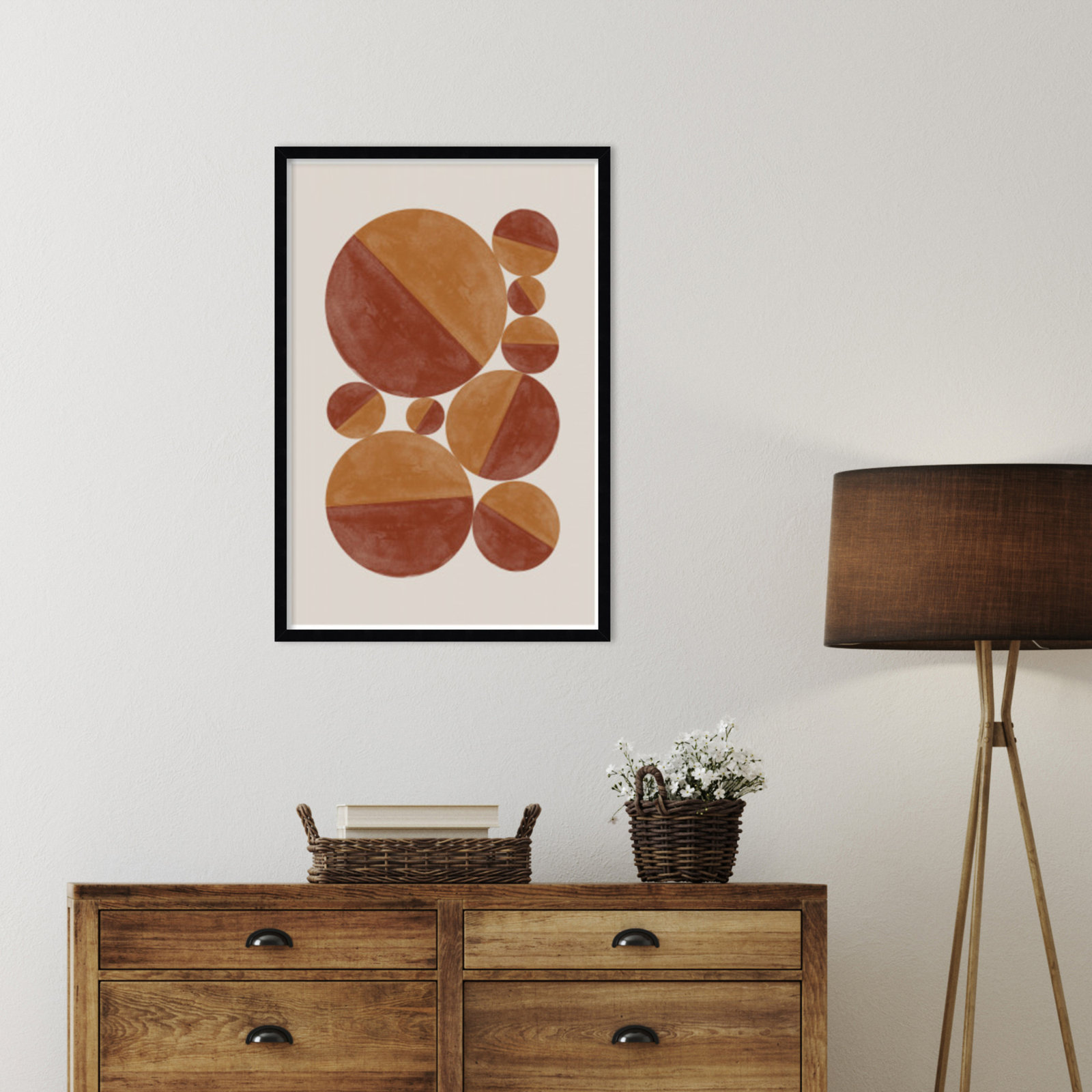 Paley "Burnt Orange Bols" Print, Black, 33" H x 23" W