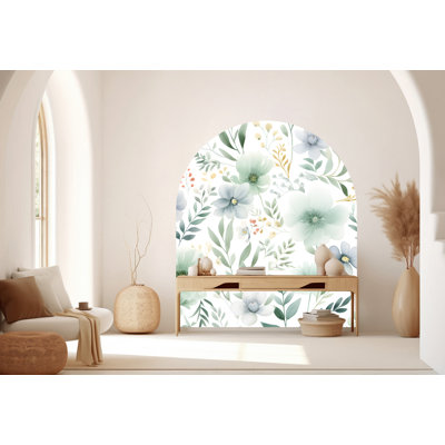 Flower Watercolor Wall Decal, Bed Arch Sticker, Hedboard Wall Decal, Arch Wall Decal, Marble Wall Decal Sticker, Super King Bed Arch 355RS