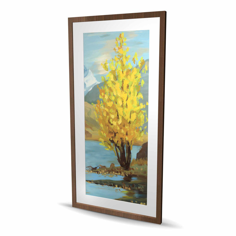 Yellow Tree and Reflection - Mountains Coastal Framed Print