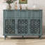 Buffet vintage sculpté avec 3 portes et tiroirs, armoire de rangement décorative de style campagnard avec tablettes réglables pour le vestibule, le salon et la salle à manger-1764503702