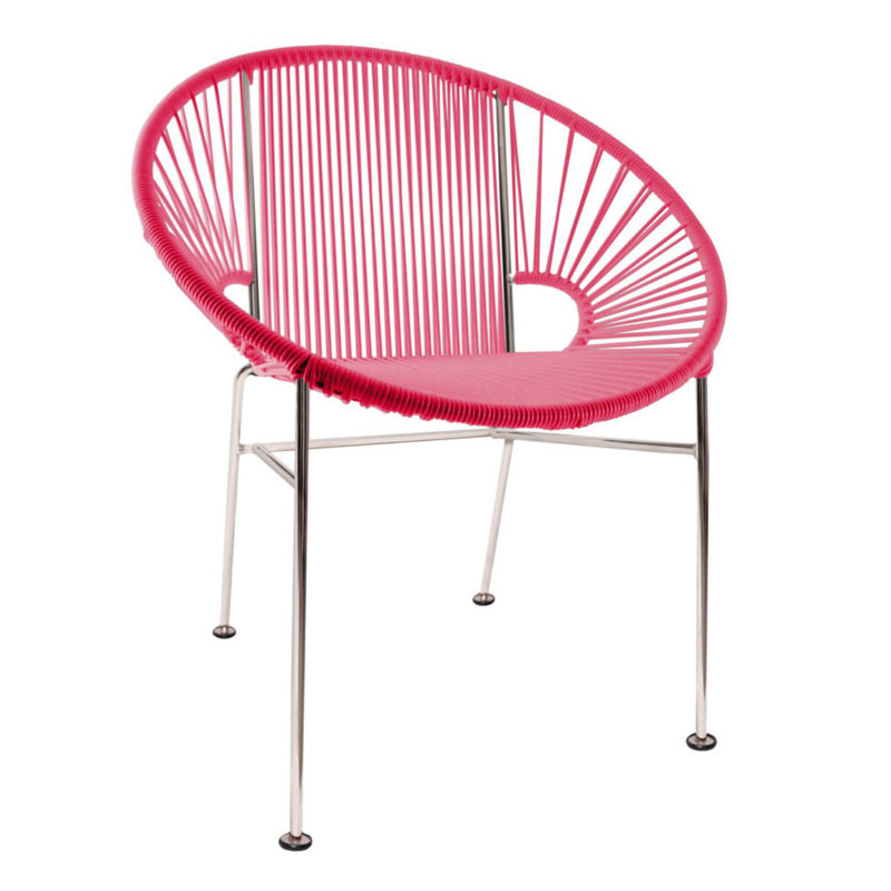 Concha Indoor/Outdoor Handmade Dining Chair, Chrome, Pink