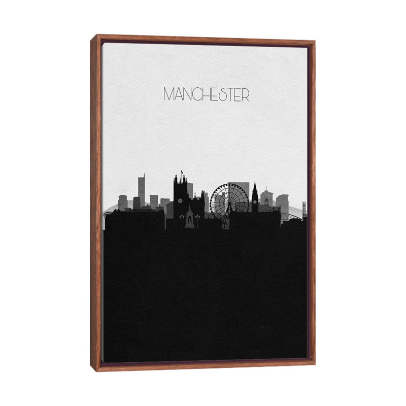 Manchester, Uk City Skyline by Ayse Deniz Akerman - Print on Canvas, Brown Framed, 101.6 cm H x 66.04 cm W