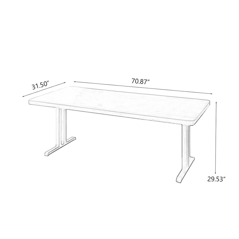 Brown Rectangular Solid Wood desk, 29.53" H x 70.87" W x 31.5" D