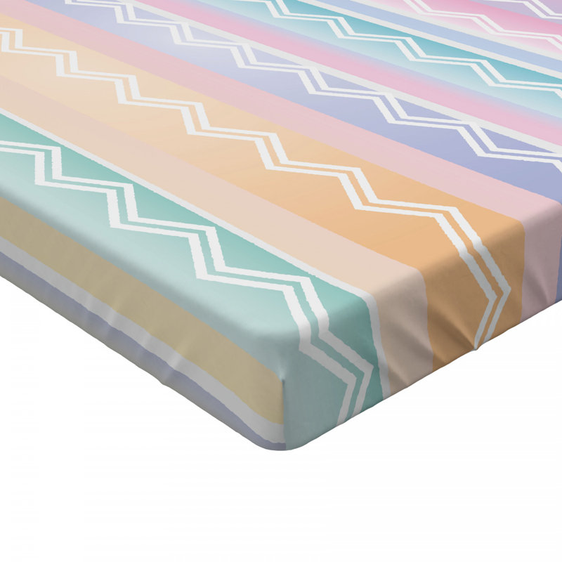 Microfiber Striped Fitted Sheet, Queen Fitted Sheet, Multicolor Striped/Chevron