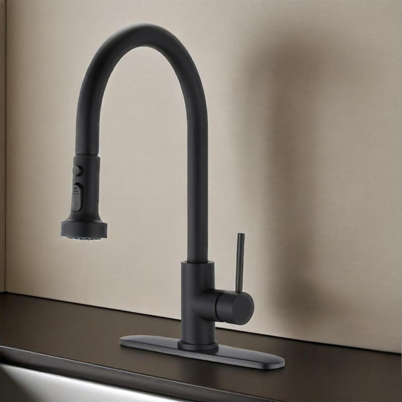 Pull Down Kitchen Faucet With Sprayer, Matte Black