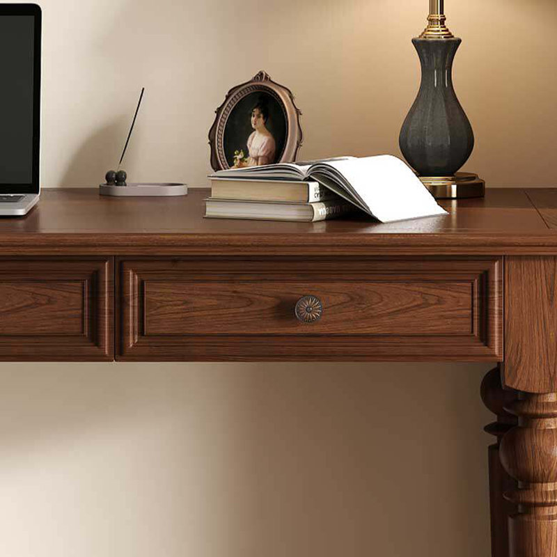 Exquis bureau d'écriture brun foncé rétro, 30.31" H x 39.37" W x 23.62" D