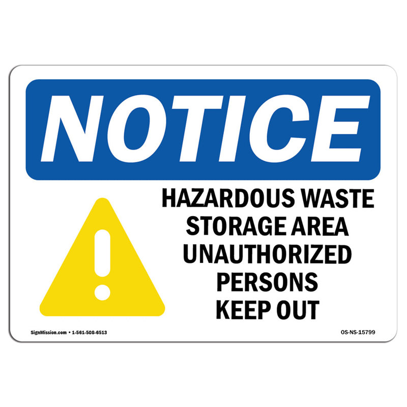 Hazardous Waste Storage Area Sign