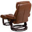 Contemporary Multi-Position Recliner and Curved Ottoman with Swivel Mahogany Wood Base-876437038