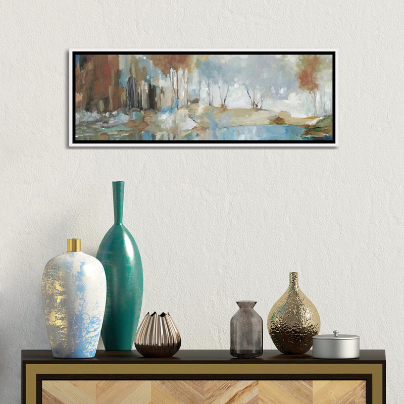 Golden Tranquility - reproduction d'art murale - toile encadrée, H 12 po x l 36 po, Blanc
