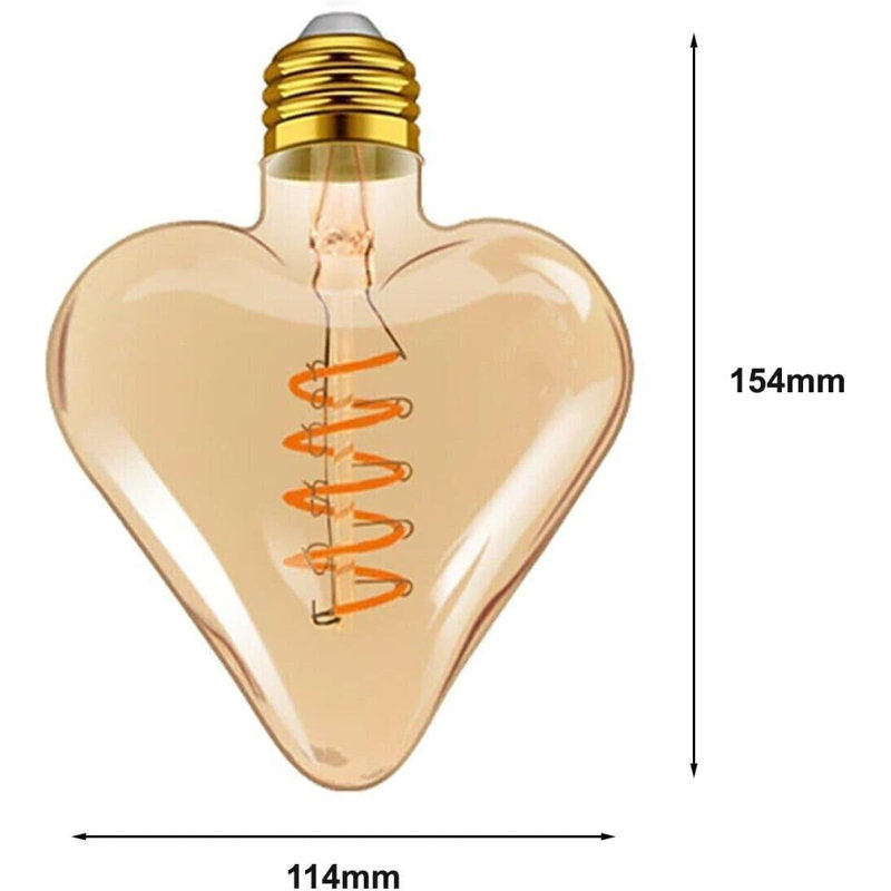 LED E27 4W(40W Equivalent) Spiral Filament 2700K Warm White Non-Dimmable Amber Glass 450 Lumens Screw Vintage Decorative Lighting Bulb  - Pack of 2