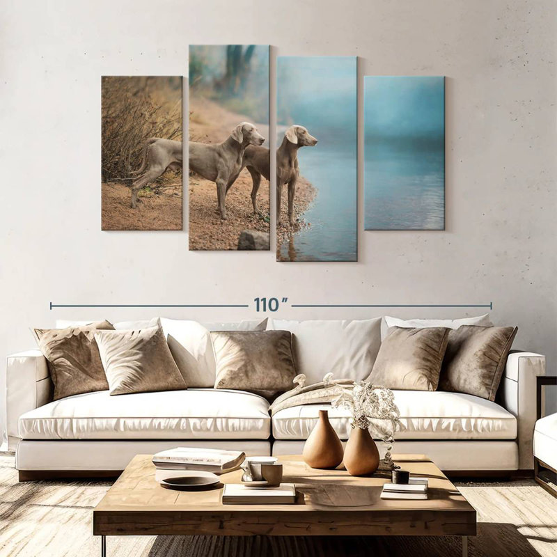Weimaraner Dogs, 54" H x 84" W