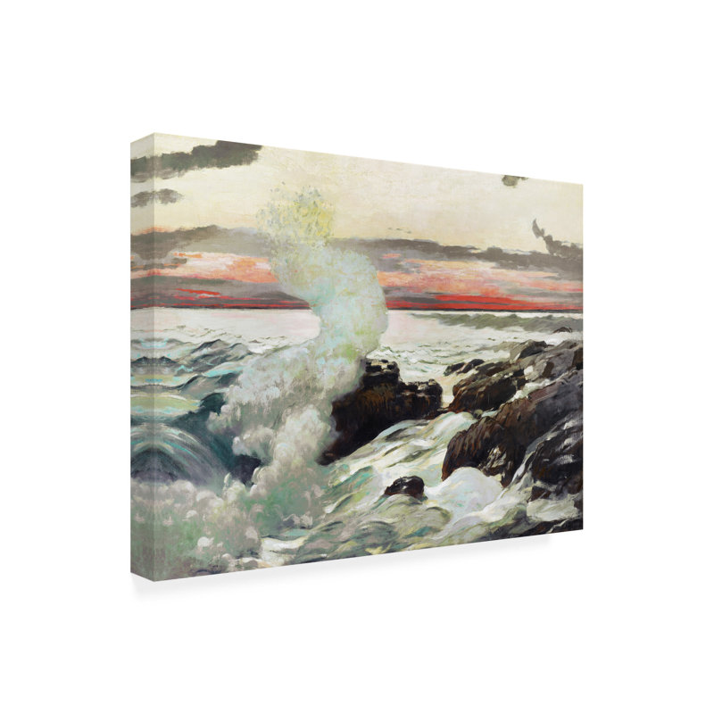 "Homer Crashing Waves II" par Winslow Homer sur toile, H 35 po x l 47 po