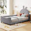 Upholstered Daybed With Rabbit Ear Shaped Headboard-587648289