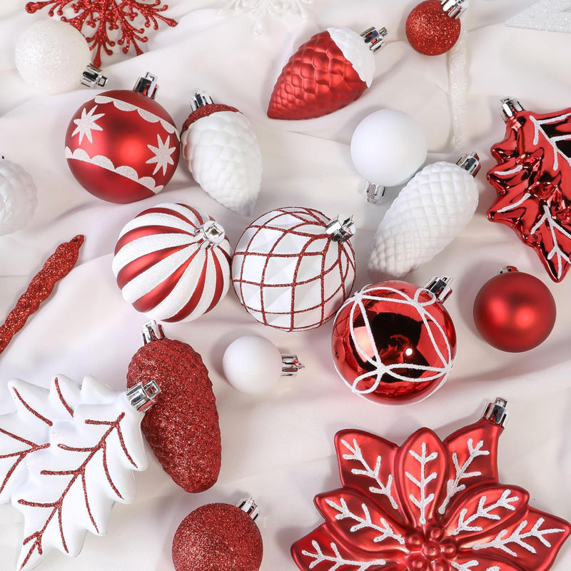 5.12cm Metal Shatterproof Holiday Shaped Ornament, Red/White