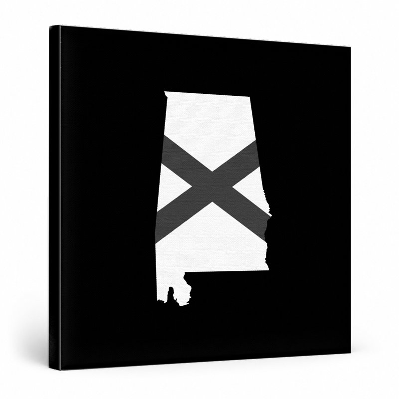 Alabama State Flag Silhouette - art mural carré sur toile, 32" W x 32" H