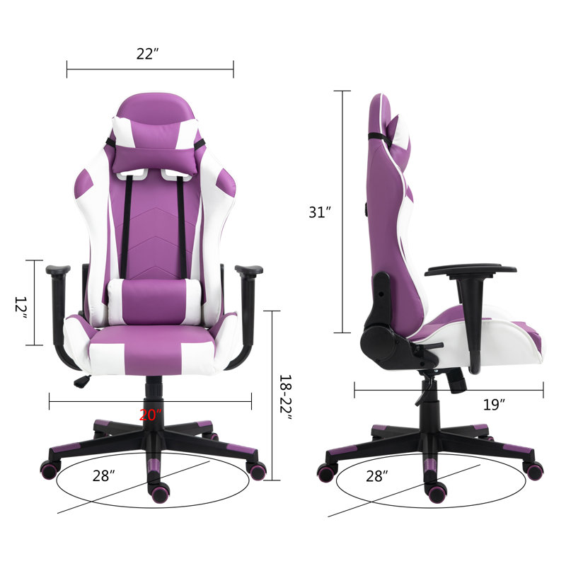 High-Back PC & Racing, Mauve / blanc