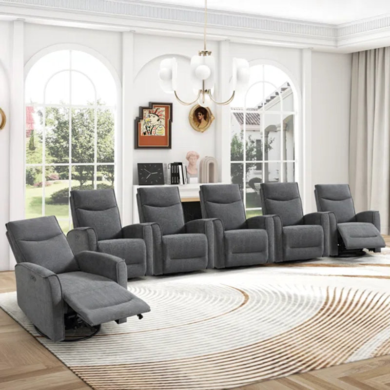 Ensemble de cinéma maison inclinable, oscillant et oscillant de 29,1 po de largeur avec port USB (ensemble de 6), Gris