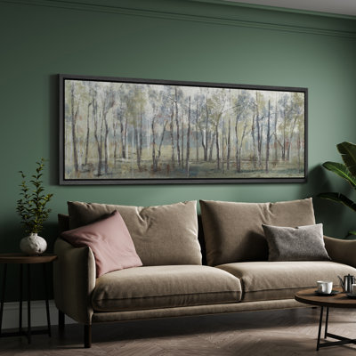 Green & Blue Tree Forest Landscape Extra Large Framed Wall Art Oversized Canvas Print