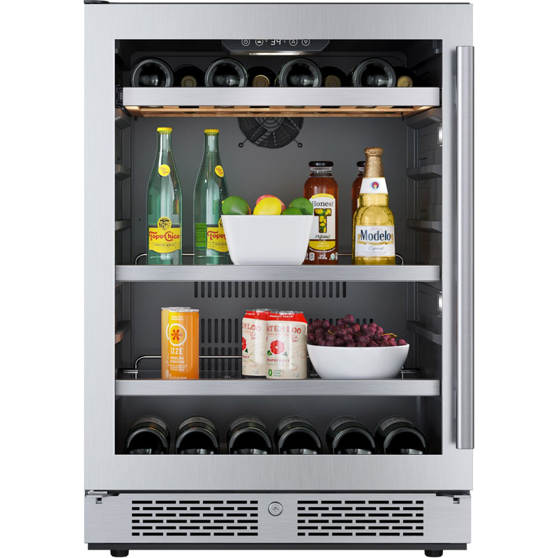 24 Inch Wide 14 Bottle Capacity and 82 Can Capacity Panel Ready Wine and Beverage Cooler, Left