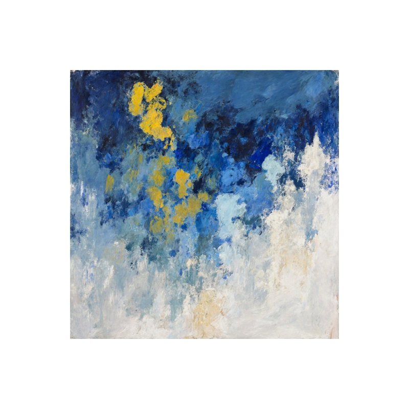 «Bold Blue Yellow», impression abstraite, art mural sans cadre, 16 x 16