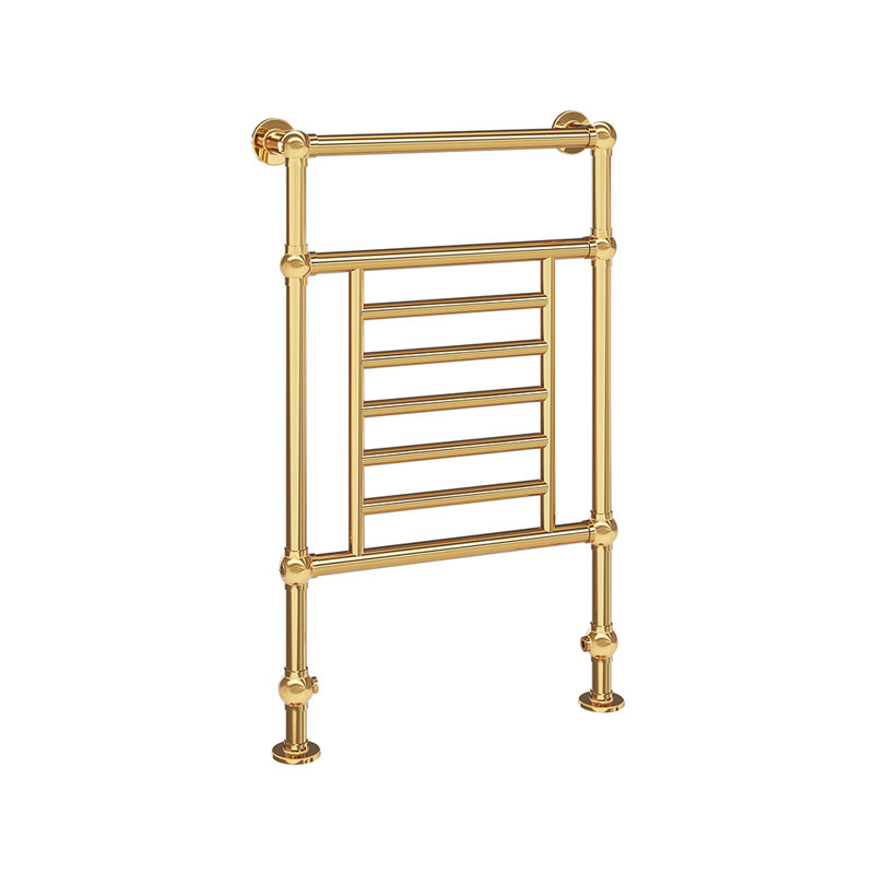 23.5"x38" Thames Traditional Floor Standing Electric Hardwired Towel Warmer - Unlacquered Brass, Fluid Filled, Traditional Design, Includes Programmable Smart Switch, Lifetime Warranty