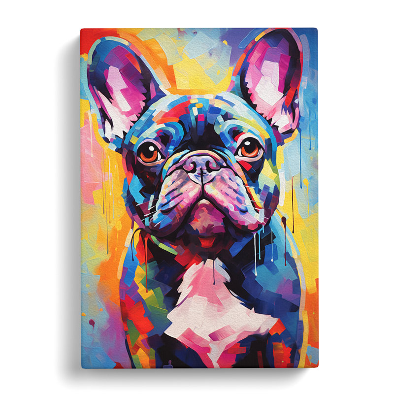 French Bulldog Abstract - Wrapped Canvas, 60cm H x 40cm W x 3cm D