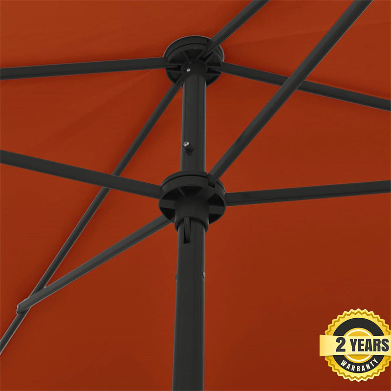 Mathias 200 cm W X 125 cm D Rectangular Beach Parasol with Manual Lift, Brown