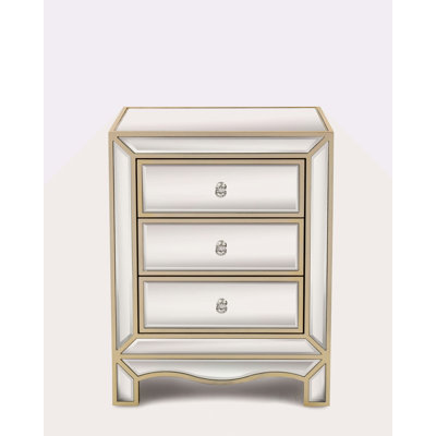 W 19.7" X D 15" X H 26" Champagne Mirror 3 Drawer Cabinet Extraction Cabinet, Multifunctional Suitable For Corridors, Living Rooms, Corners, Bedrooms, Sofas