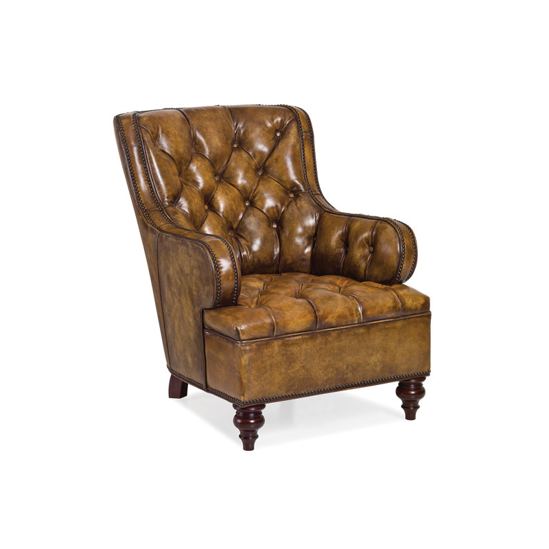 Maitland Smith Upholstery Club Chair, Brown Grain Leather