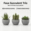 Ensemble de 3 plantes grasses artificielles de 5,7 po de hauteur en pots de ciment gris, décoration de table d'intérieur