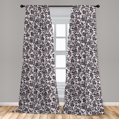 Ambesonne Garden Art 2 Panel Curtain Set, Floral Pattern Pomegranate Fruits And Leaves Coming Of Spring, Lightweight Window Treatment Living Room Bedr -  East Urban Home, 531A93EDEEAF49DE99FBF2EC73BA4EB6