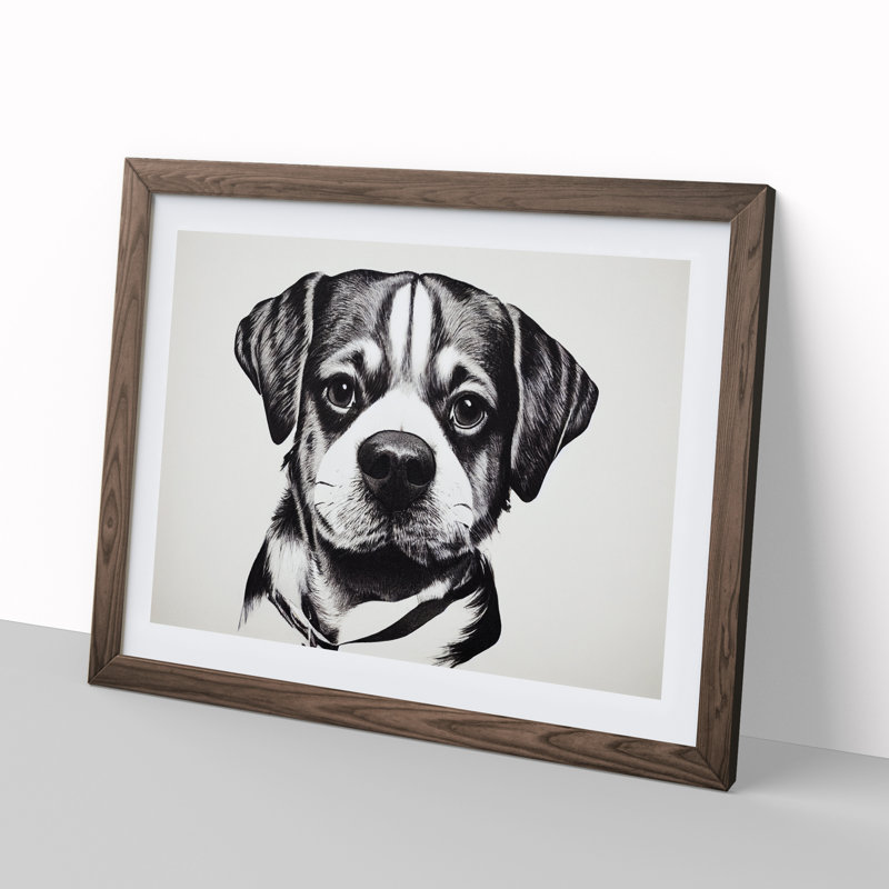 Dog Vol.9 - Single Picture Frame Print, 46cm H x 64cm W, Walnut