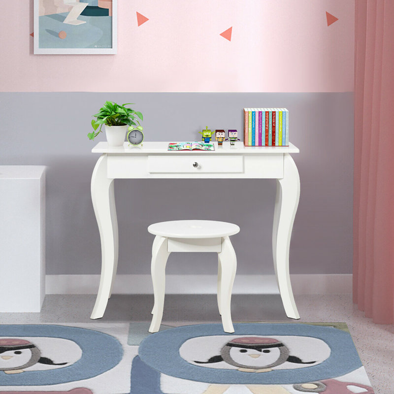 Milledgeville Kids Vanity Set with Mirror, White