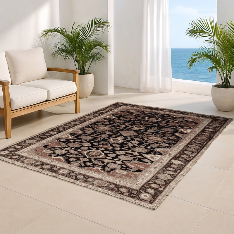 Tapis d'intérieur et d'extérieur brun Persian, Rectangulaire 8 pi x 10 pi