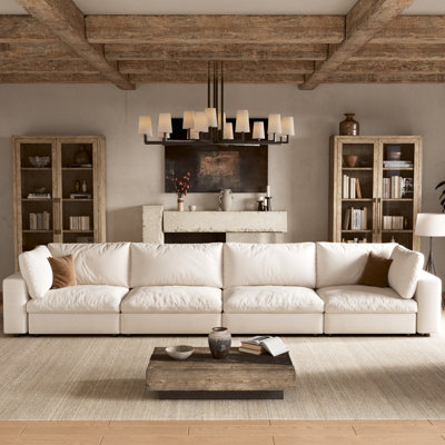 5 Piece 142" Upholstered Modular Sectional Sofa with Storage