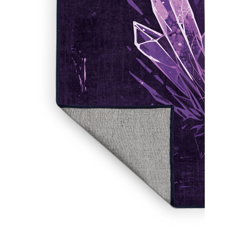 Tapis abstrait mauve et moderne lavable à la machine Alderamin - bleu marine, 8x12