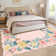 Floarl Machine Washable Rug with Rubber Backing for Living Room Modern Non-Slip Dining Room Rug Easy-Cleaning Floor Carpet for Bedroom Dorm Playroom