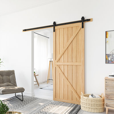 Black Single Door Barn Door Hardware Kit Standard Single
