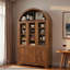 Garde-manger arqué avec portes en verre, tablettes arquées ouvertes, supports de rangement internes à 4 portes et tablettes réglables-472557426