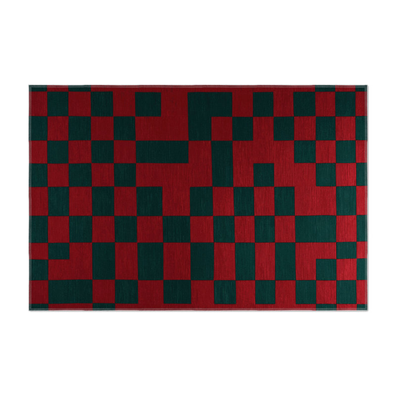 Tapis d'intérieur et d'extérieur à carreaux vert, Rectangle 9 pi x 12 pi