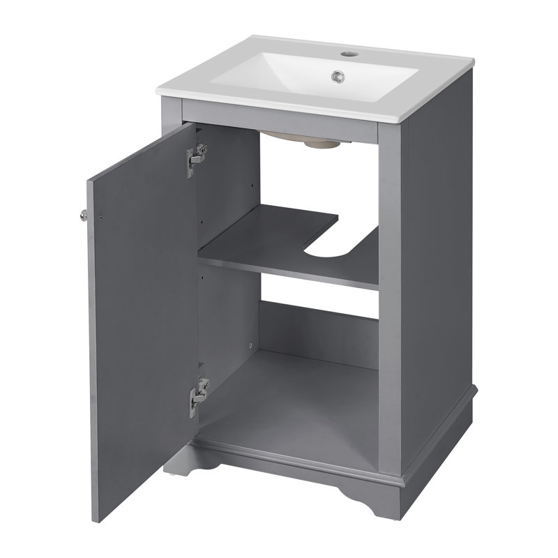 Bathroom Vanity With Sink&Adjustable Shelf, Gray