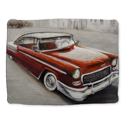 Vintage Classic Car Placemat - Braided Polyester Decor