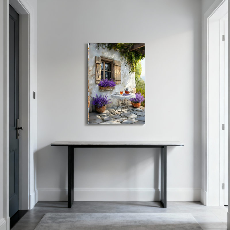 Ensemble de 1 tableau sur toile tendue représentant un jardin de lavande, H 30 po x l 20 po