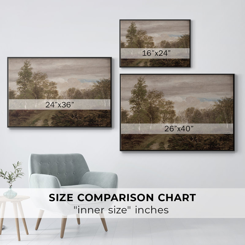 Paysage rétro-CCVXV, Toile avec cadre flottant noir, H 17 po x l 25 po x P 2 po