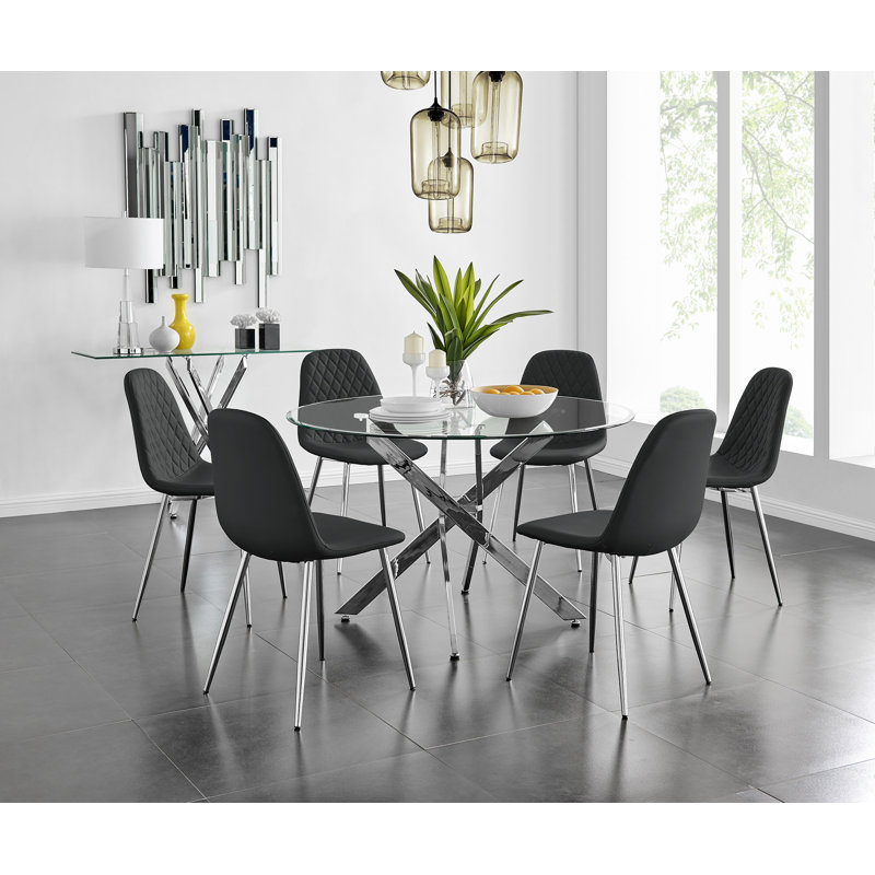 Ensemble de 6 tables de salle à manger Tierra Sleek, Noir
