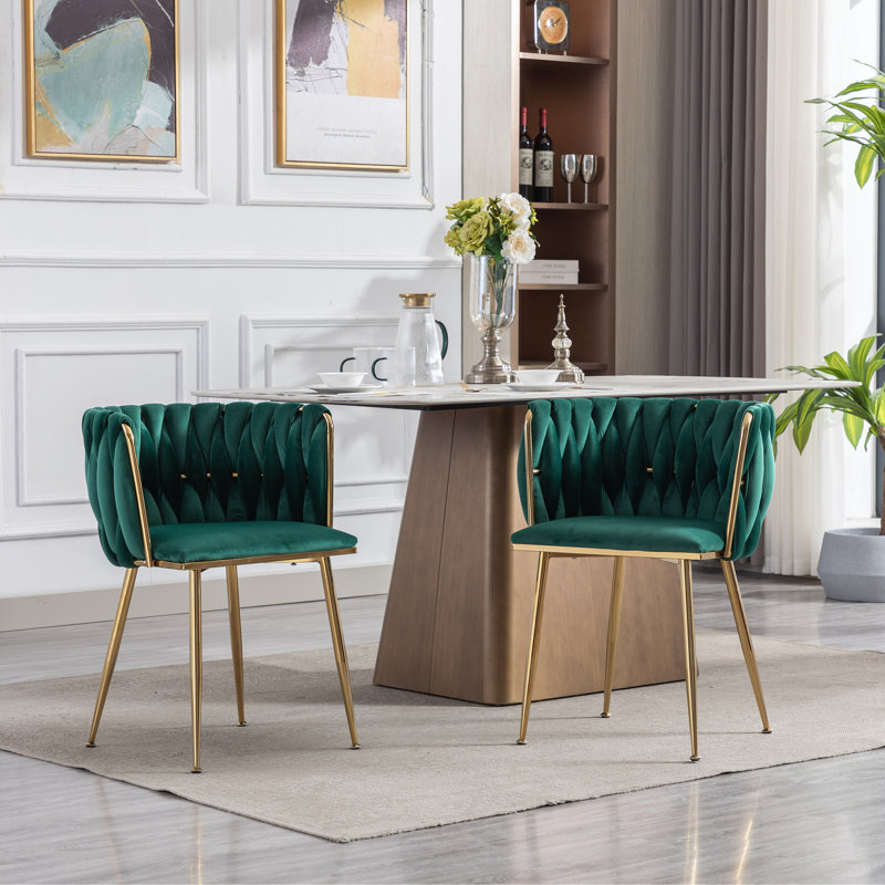 Chaises de salle à manger rembourrées Ahsoka, Vert