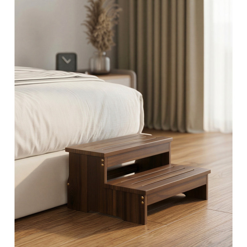Acacia 2-Step Stool 25" - 500 Lb Capacity, Walnut, 25