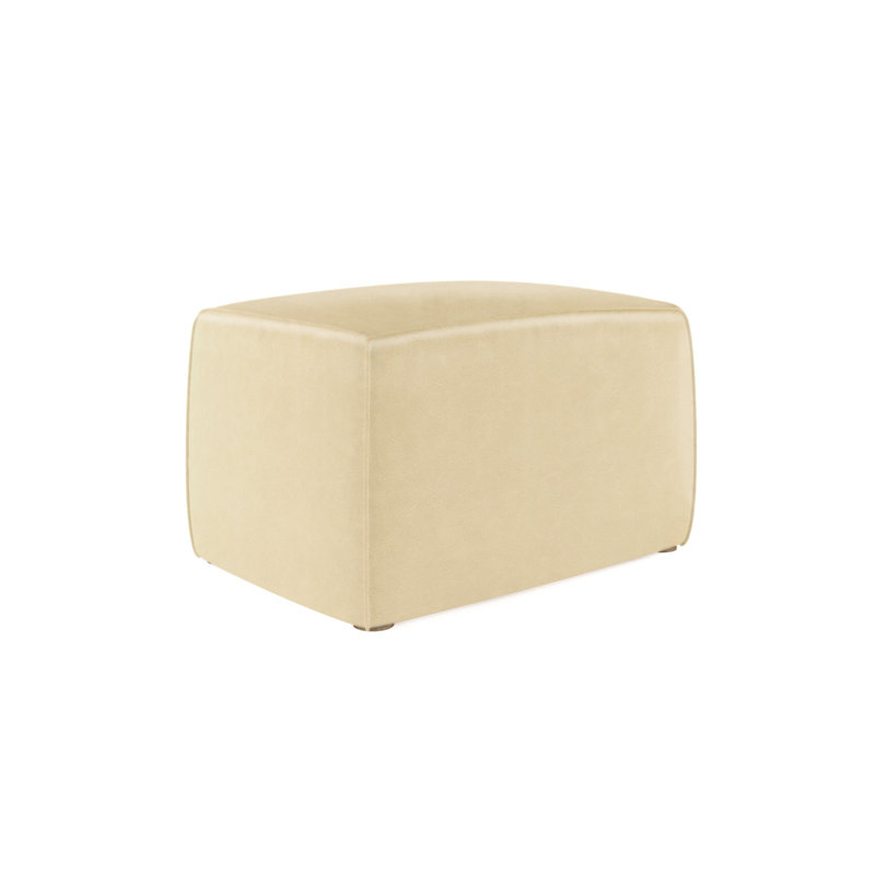 Varick Cube Ottoman, Plush Velvet Oyster, Weathered
