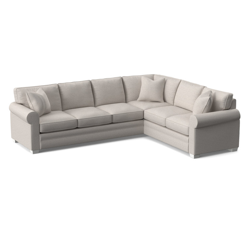 Bedford Upholstered L-Sectional, Frost White Finish, White Textured Performance; 0865-91, Right Hand Facing