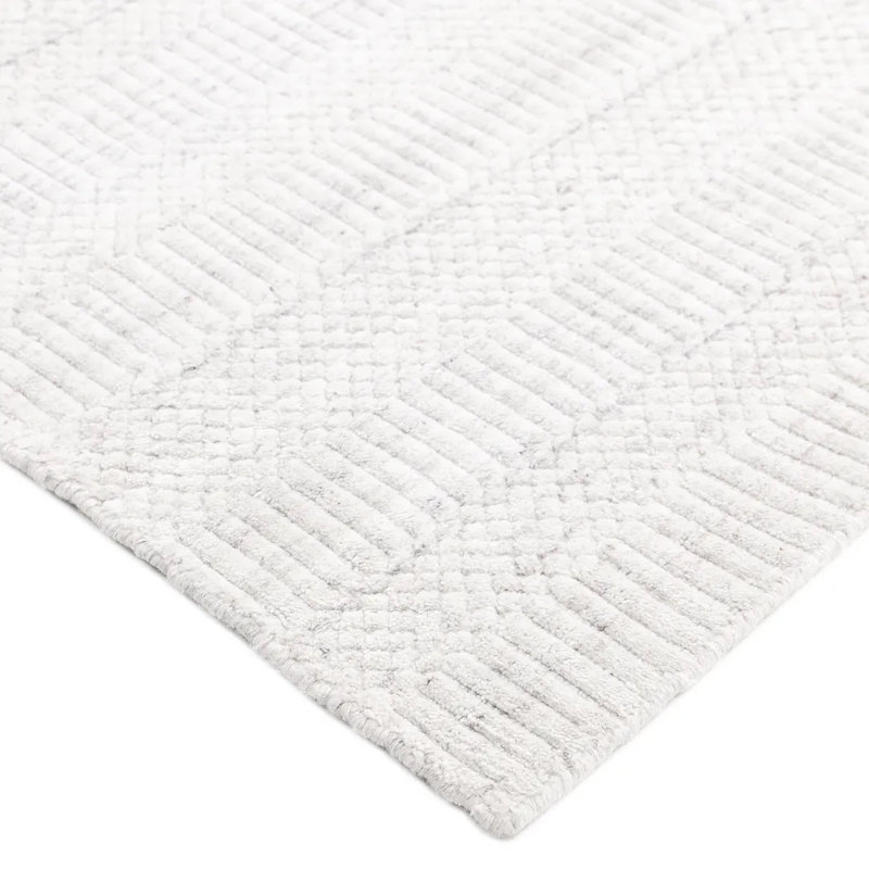 Sanam Hand Knotted Area Rug in Ivory, Rectangle 9' x 12'